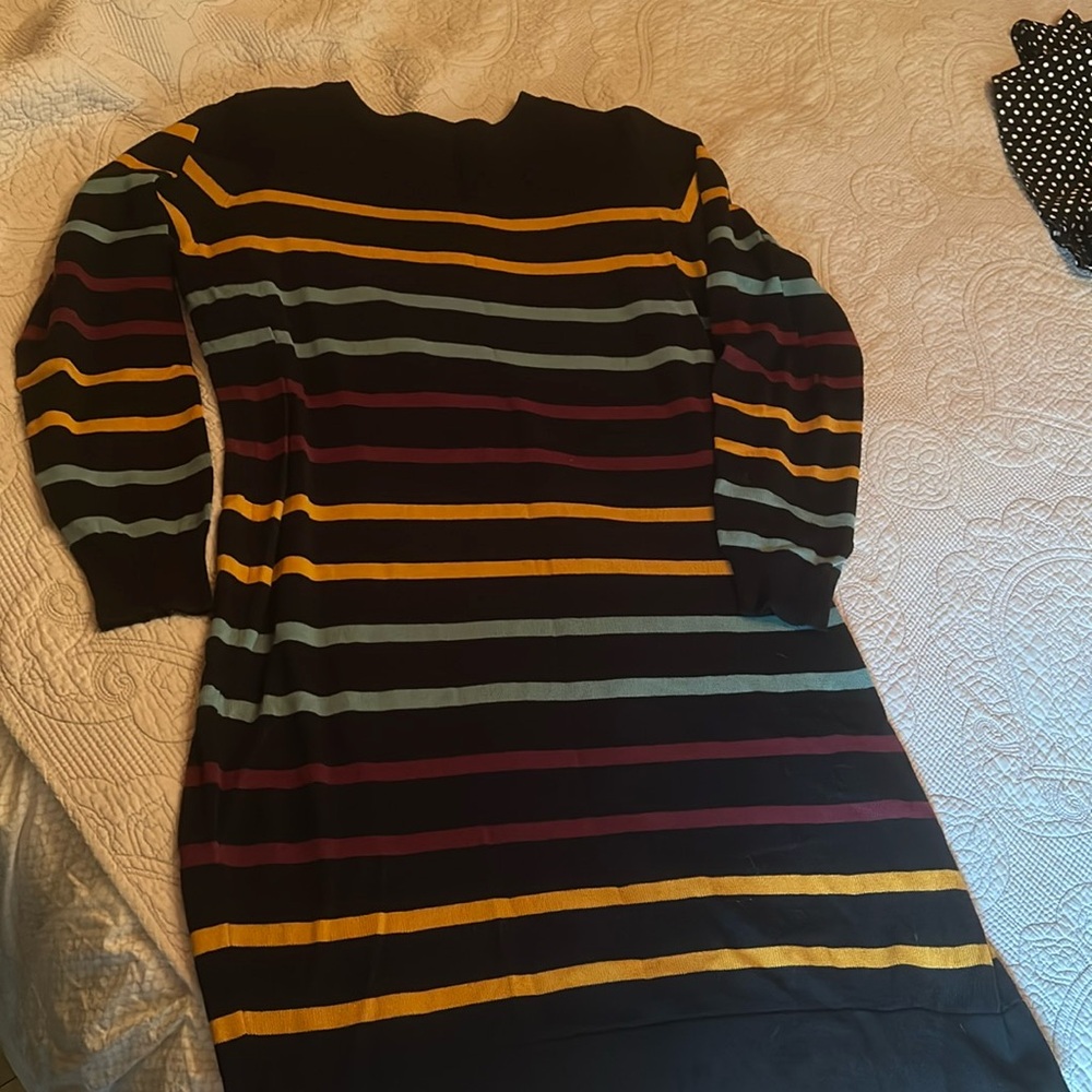 Sweater dress black with stripes xl